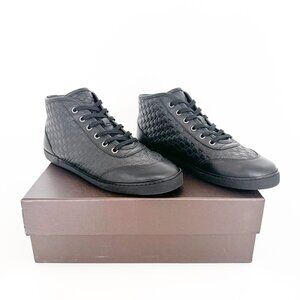 Gucci Mid Top GG Sneakers EU 38 US 8 Black Monogram Leather High Top Trainer